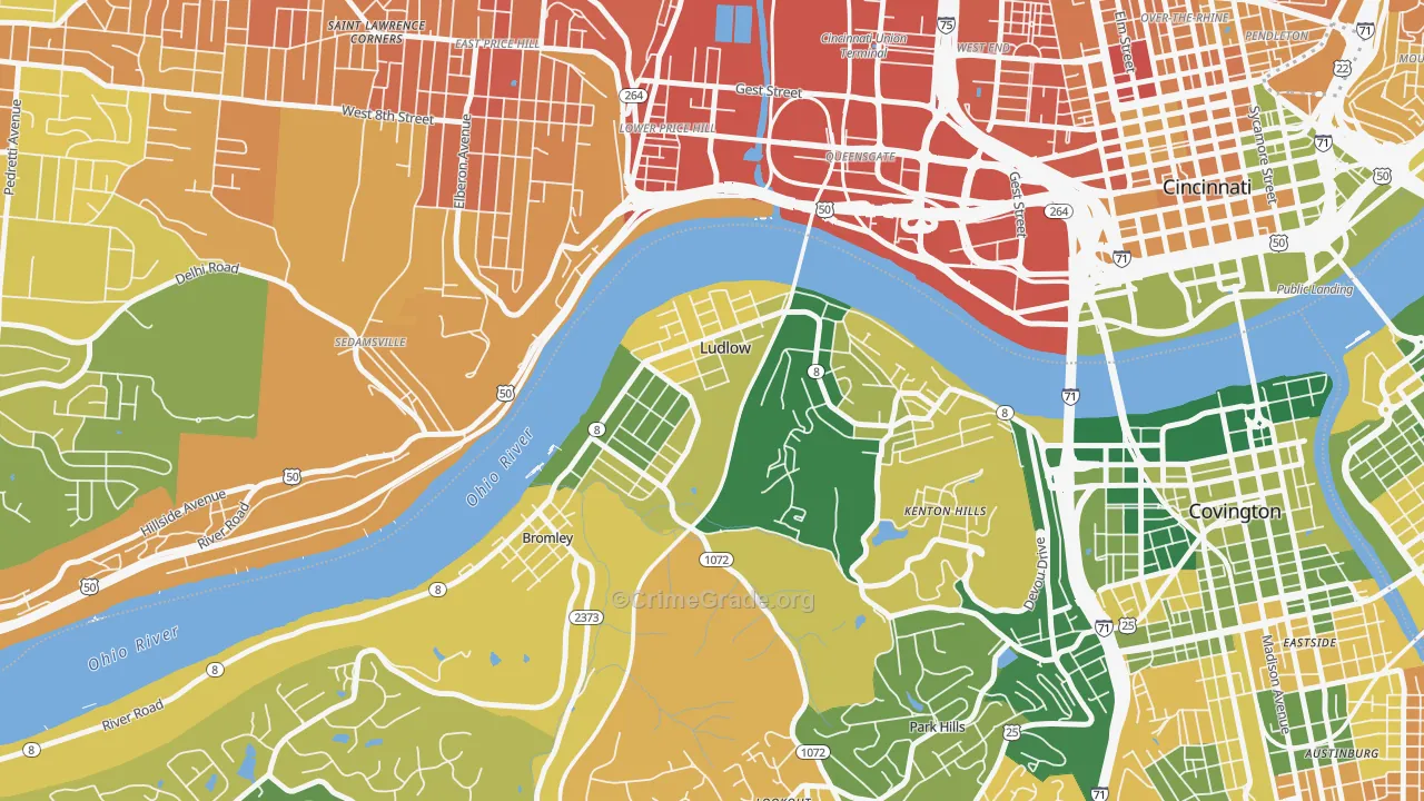 Ludlow, KY Map of Murder Rates