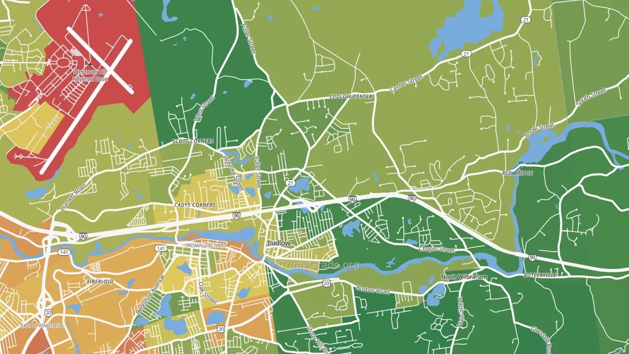 Ludlow, MA Map of Murder Rates