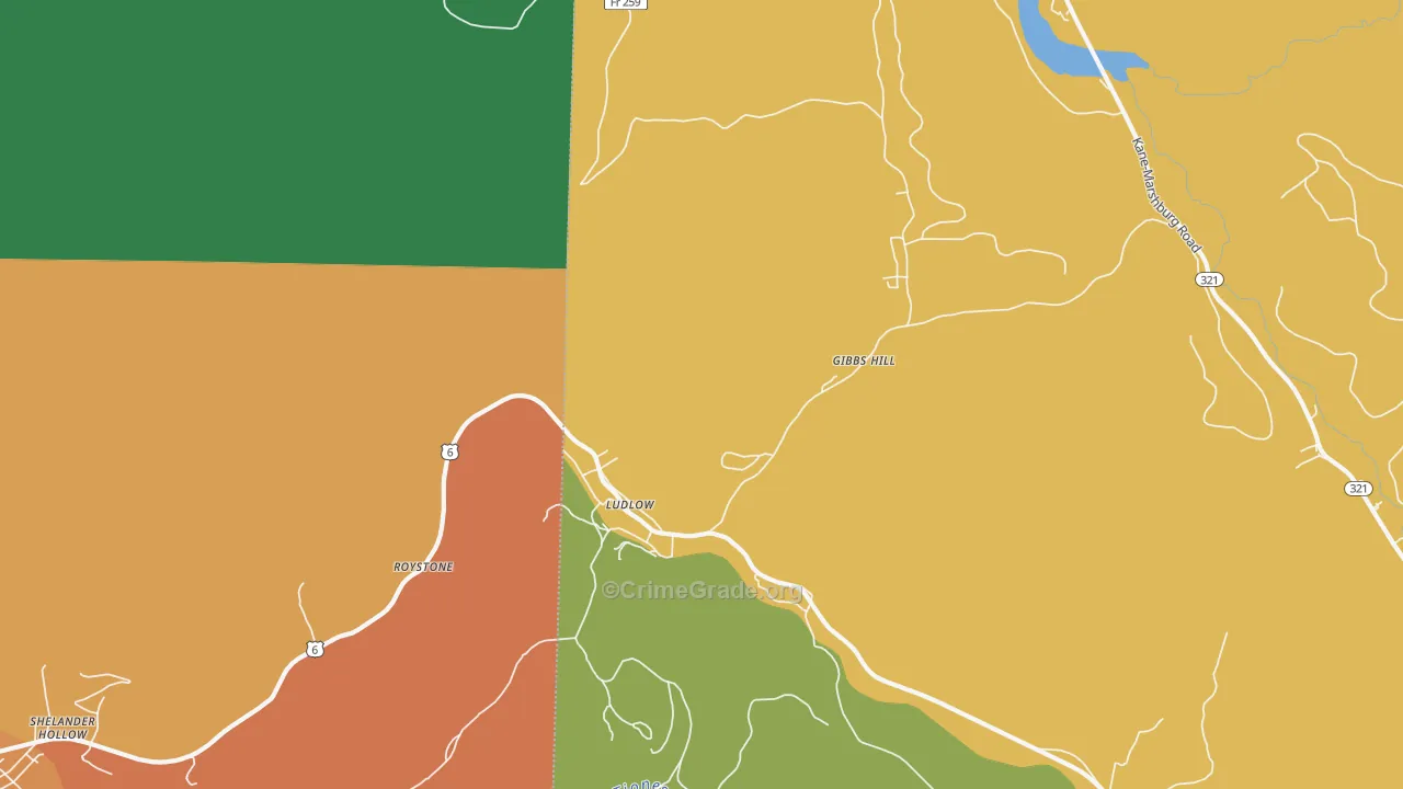 Ludlow, PA Map of Murder Rates