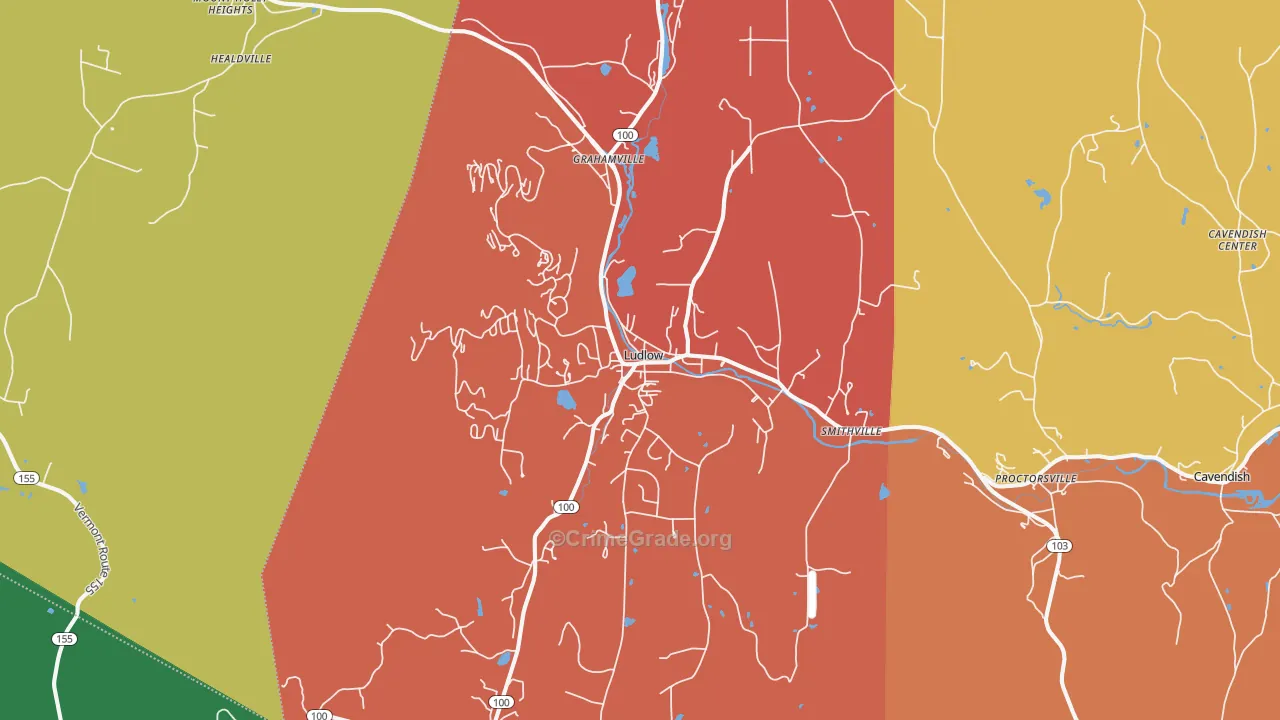 Ludlow, VT Map of Murder Rates