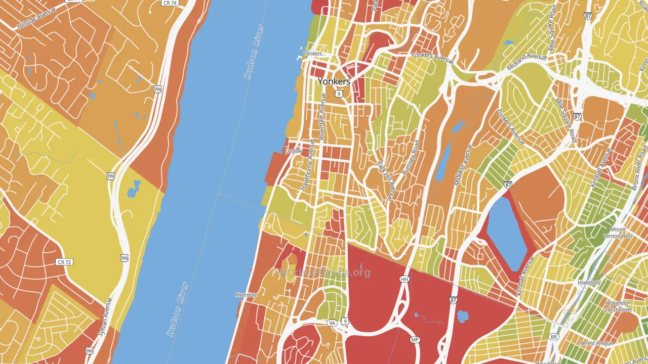 Ludlow, Yonkers, NY Map of Murder Rates