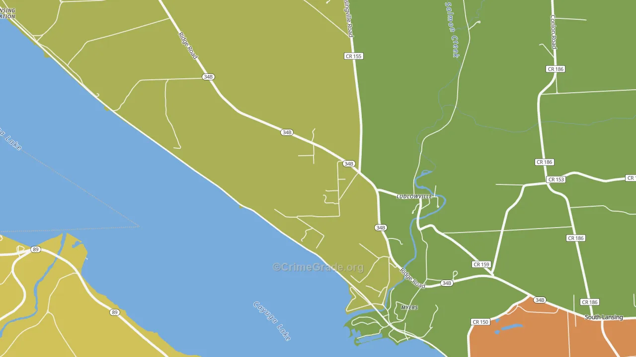 Ludlowville, NY Map of Murder Rates