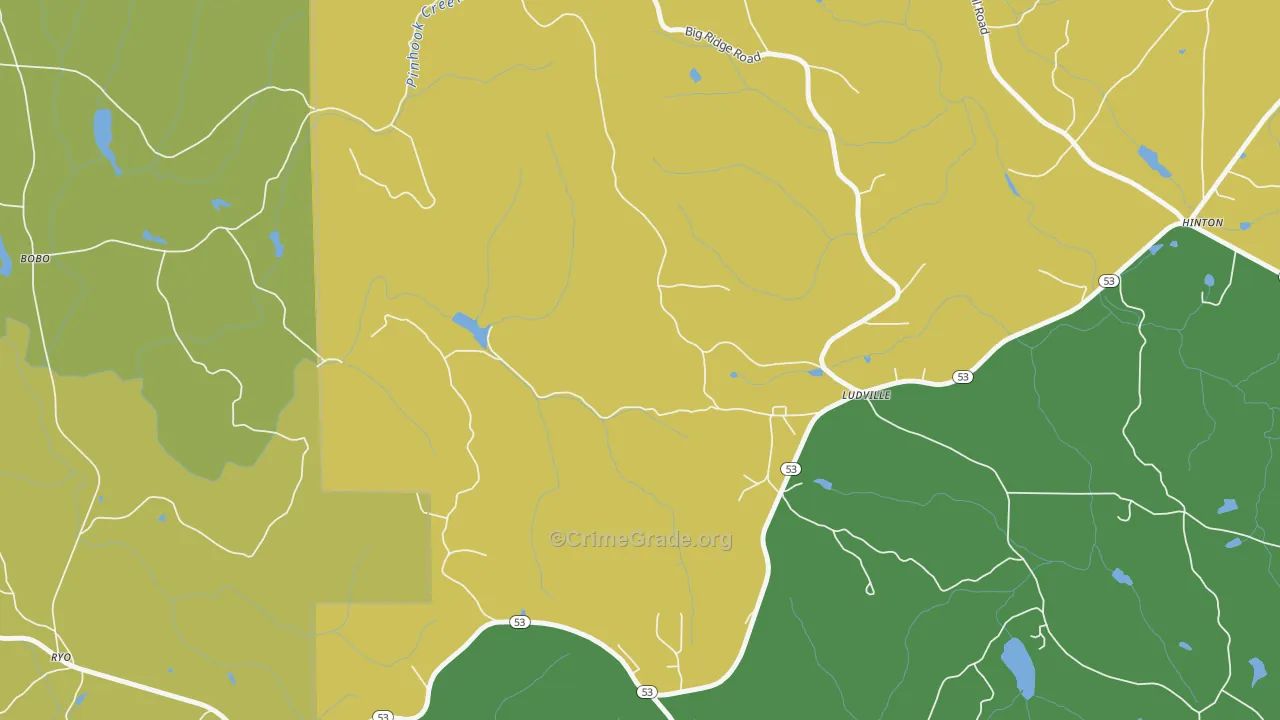 Ludville, GA Map of Murder Rates