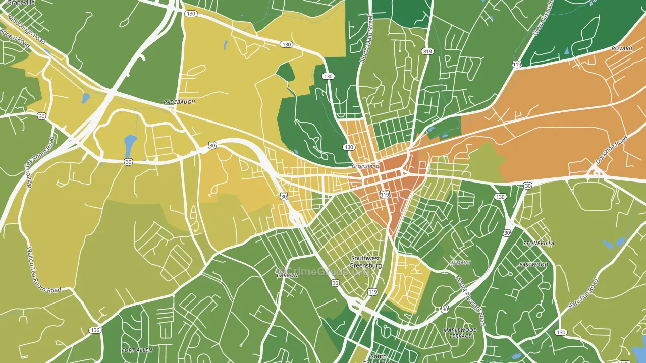 Ludwick, Greensburg, PA Map of Murder Rates
