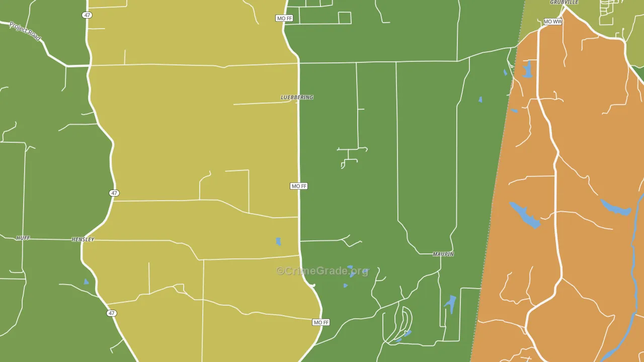 Luebbering, MO Map of Murder Rates