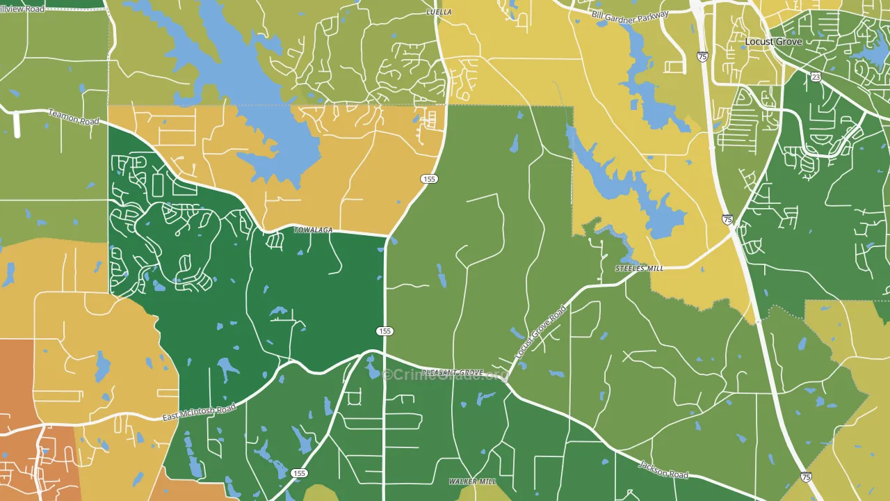 Luella, GA Map of Murder Rates