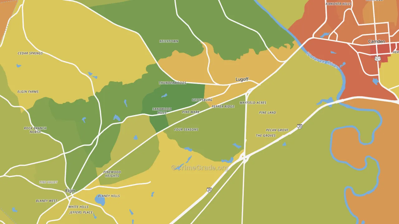 Lugoff, SC Map of Murder Rates