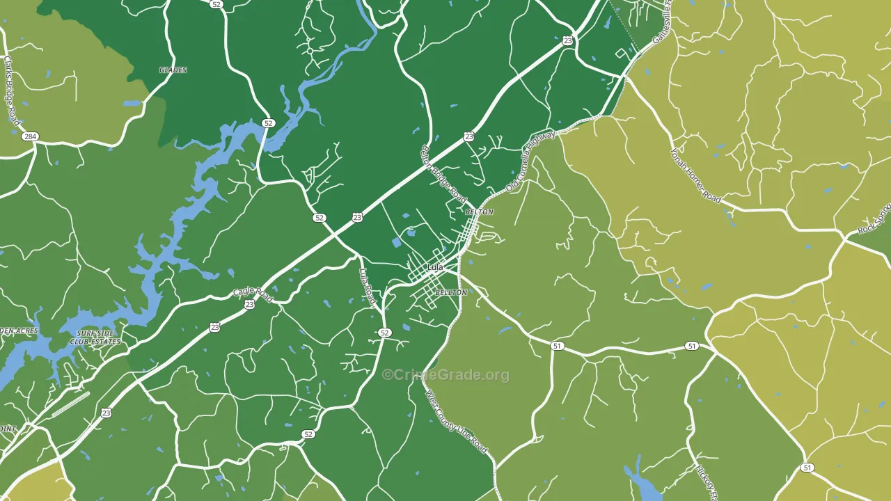 Lula, GA Map of Murder Rates