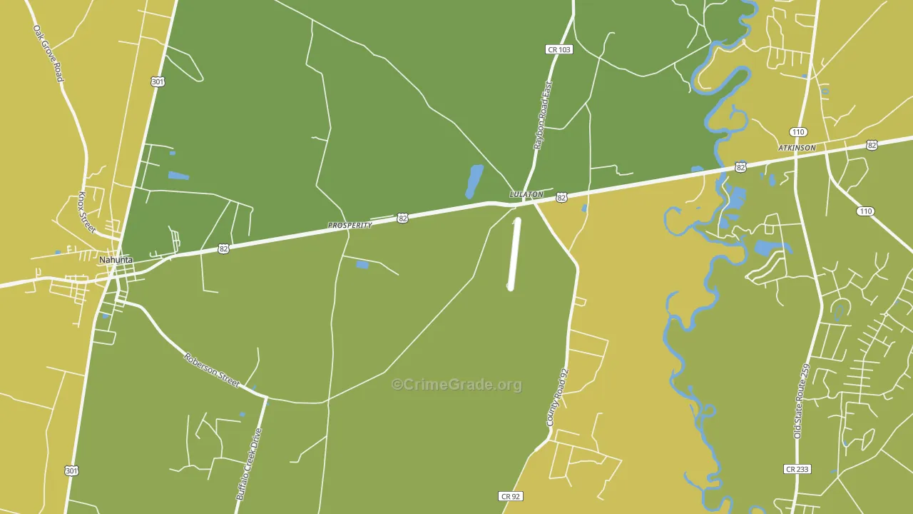 Lulaton, GA Map of Murder Rates