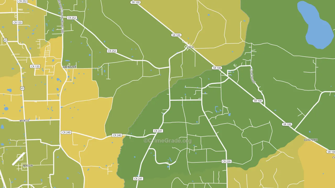 Lulu, FL Map of Murder Rates