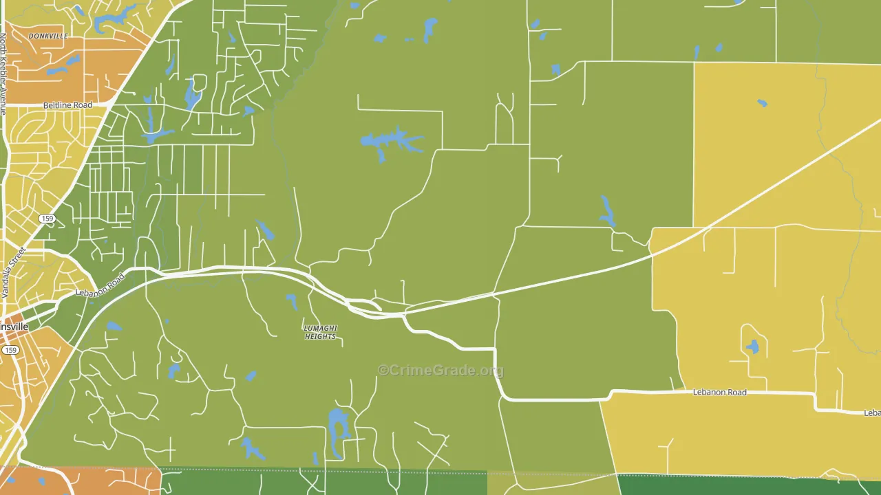 Lumaghi Heights, IL Map of Murder Rates