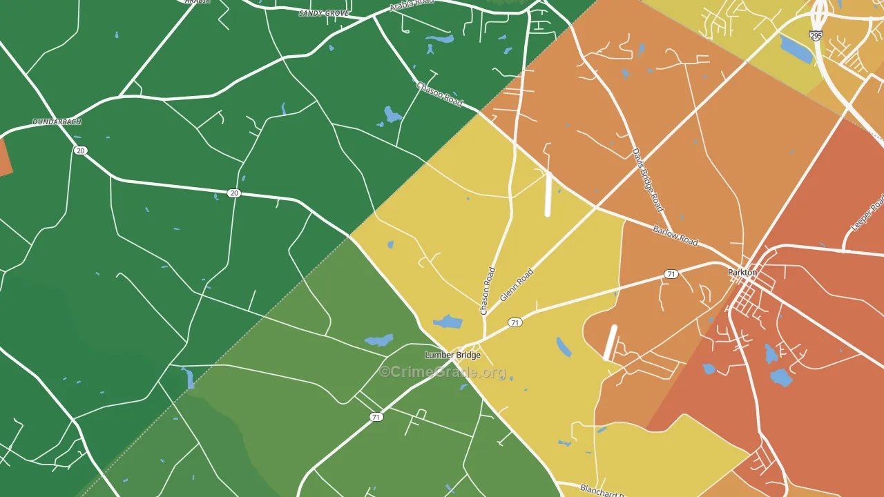 Lumber Bridge, NC Map of Murder Rates