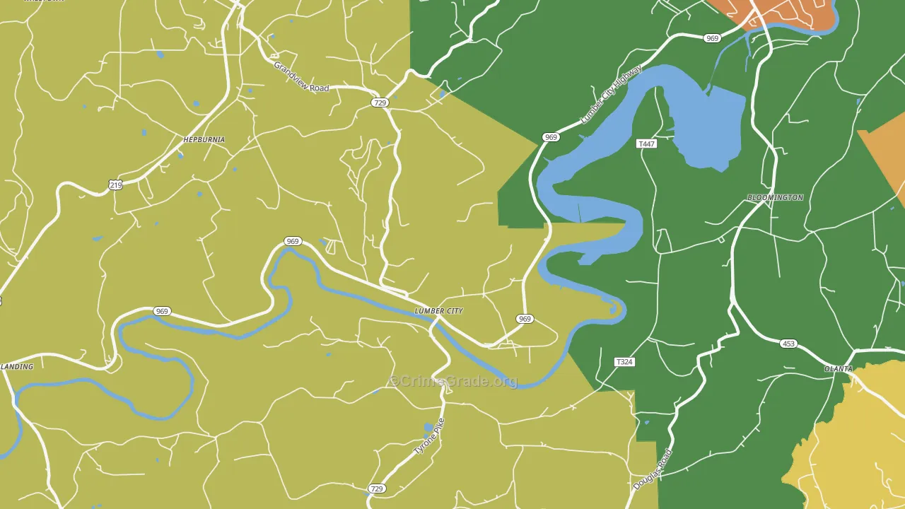 Lumber City, PA Map of Murder Rates