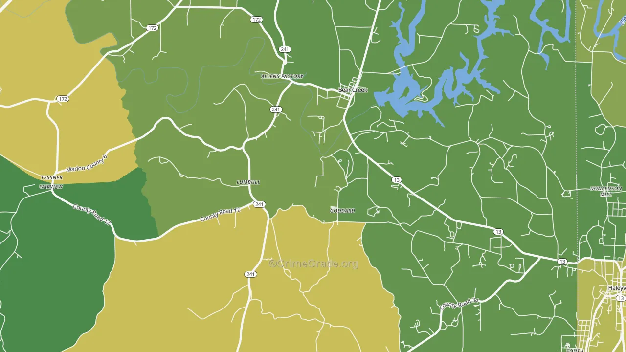 Lumbull, AL Map of Murder Rates