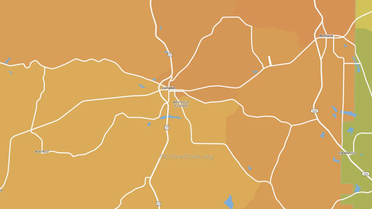 Lumpkin, GA Map of Murder Rates