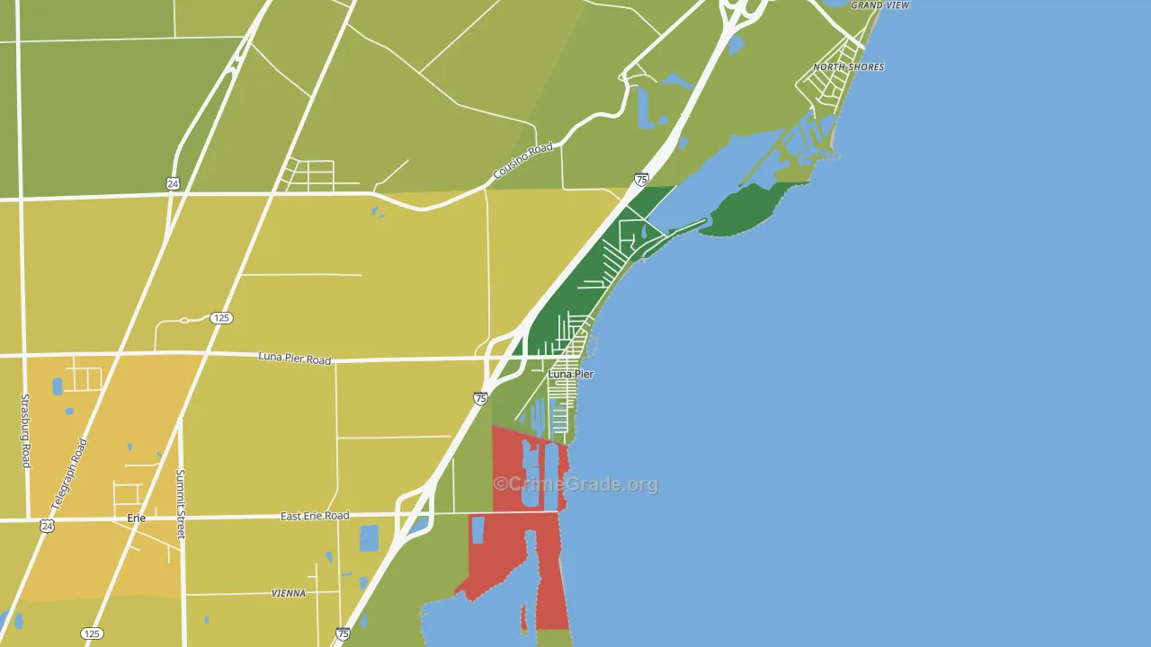 Luna Pier, MI Map of Murder Rates