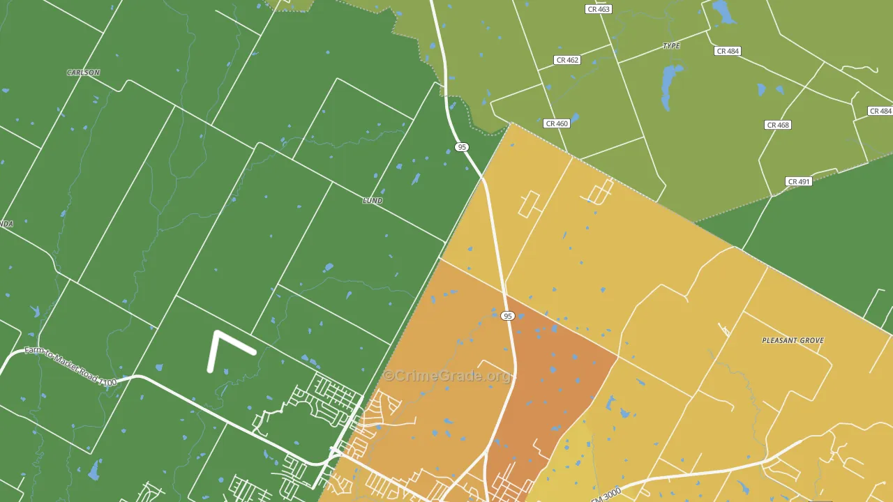 Lund, TX Map of Murder Rates