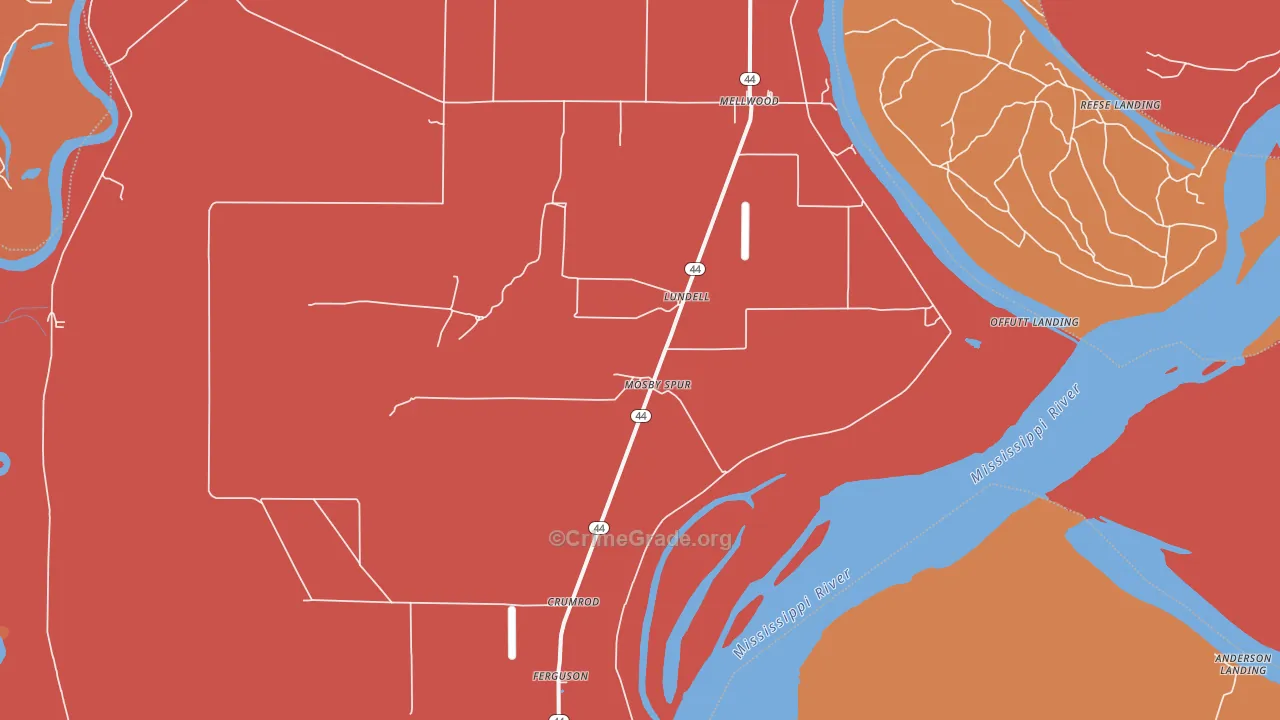 Lundell, AR Map of Murder Rates