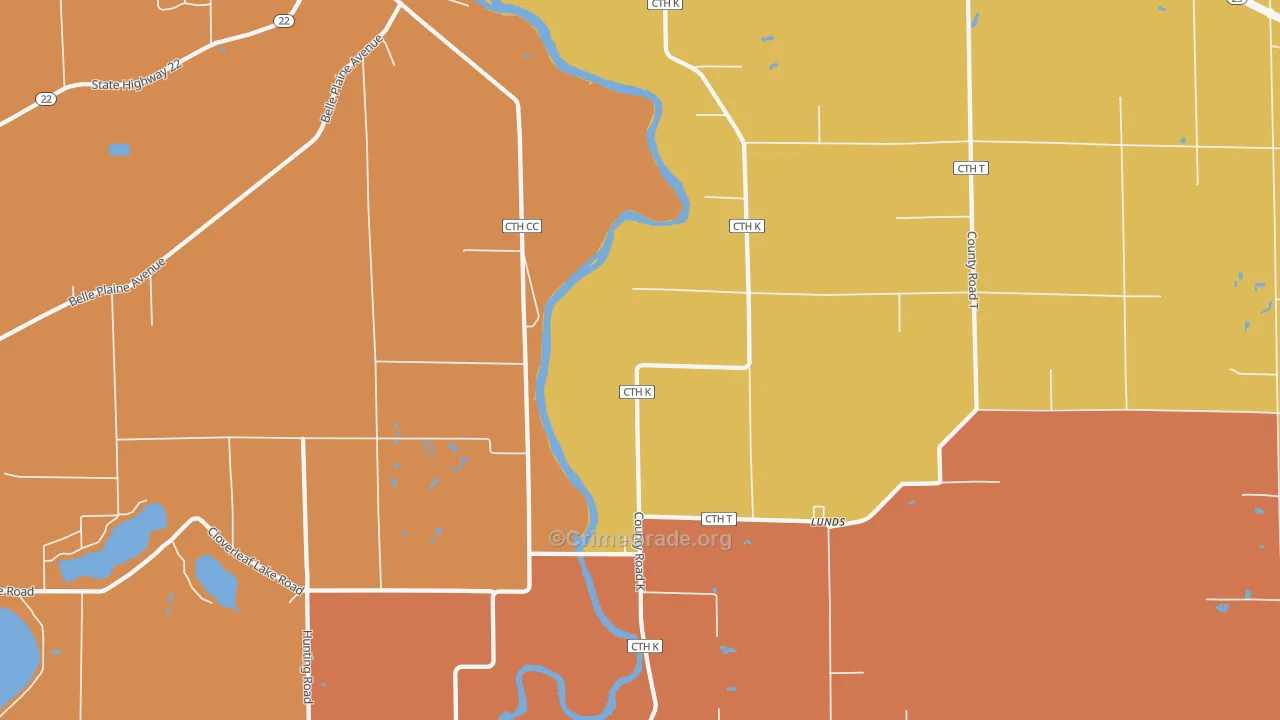 Lunds, WI Map of Murder Rates