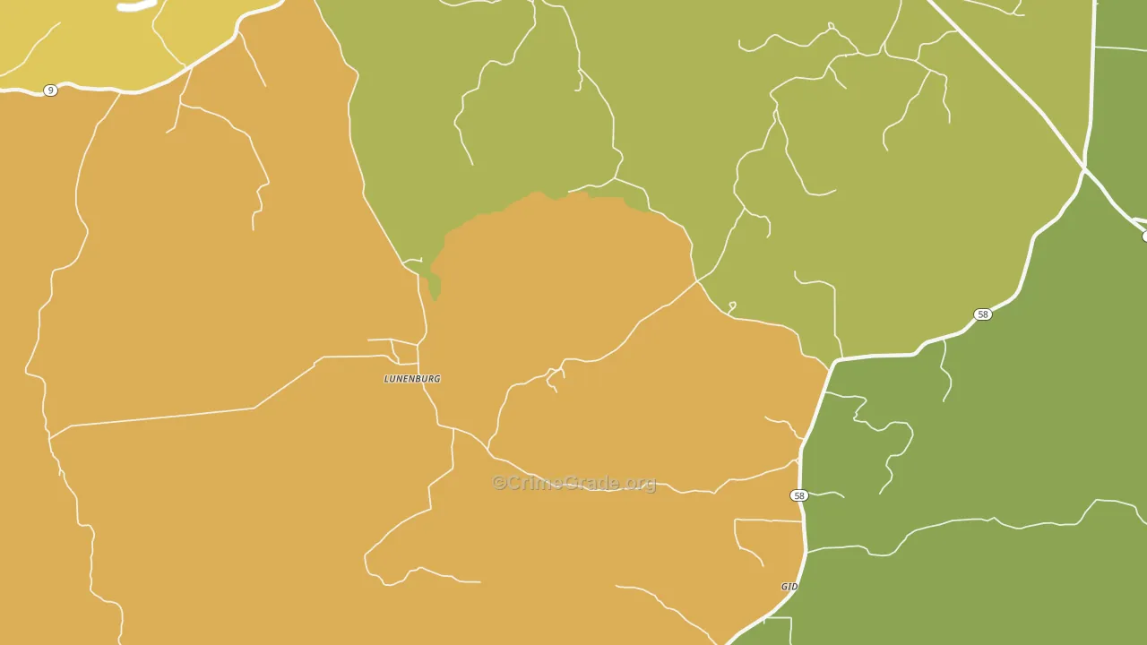 Lunenburg, AR Map of Murder Rates