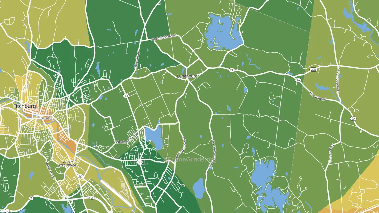 Lunenburg, MA Map of Murder Rates