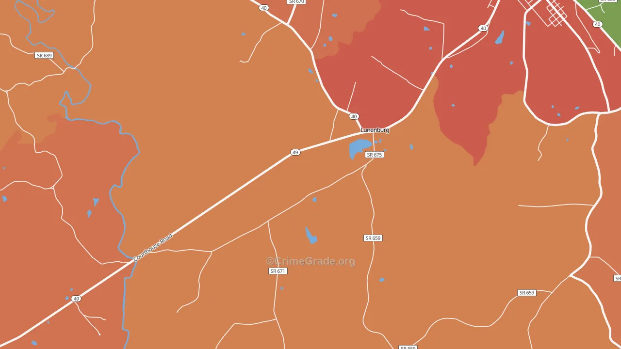 Lunenburg, VA Map of Murder Rates