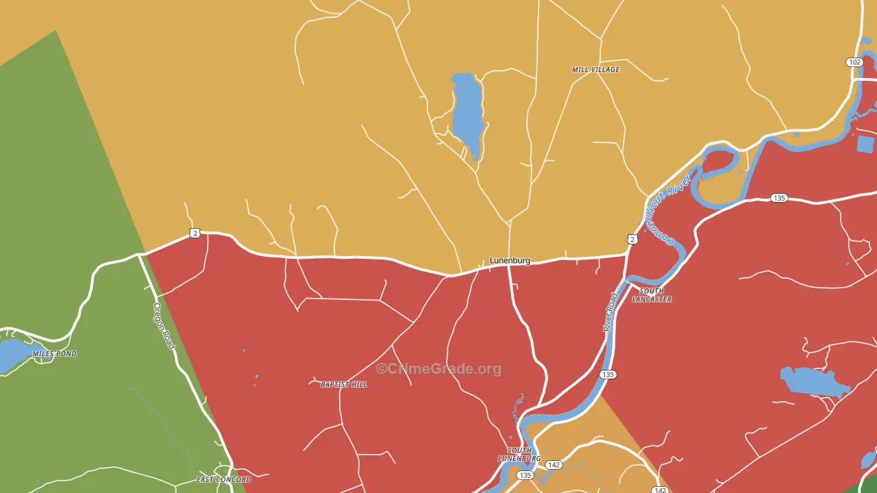 Lunenburg, VT Map of Murder Rates