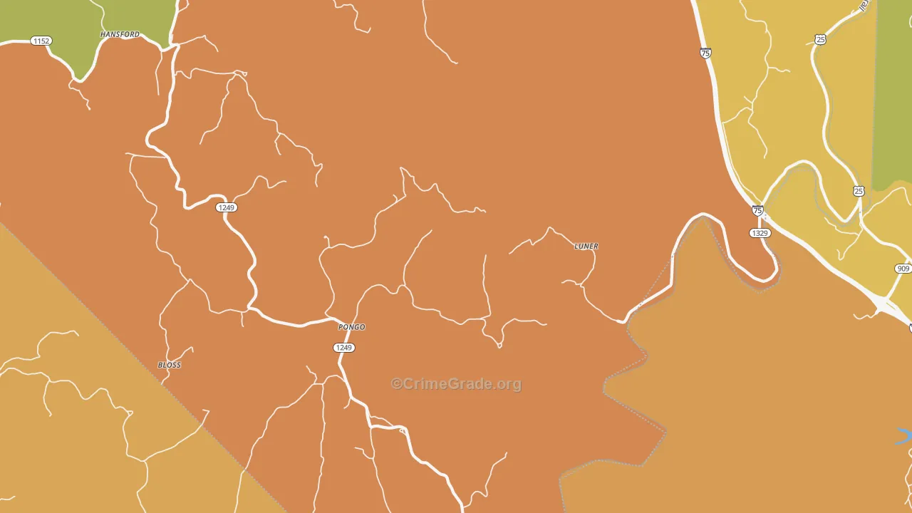 Luner, KY Map of Murder Rates