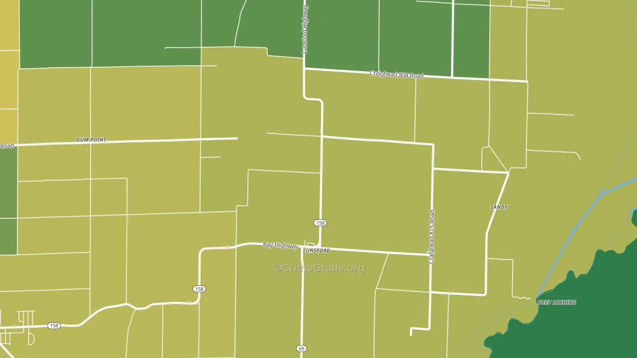 Lunsford, AR Map of Murder Rates