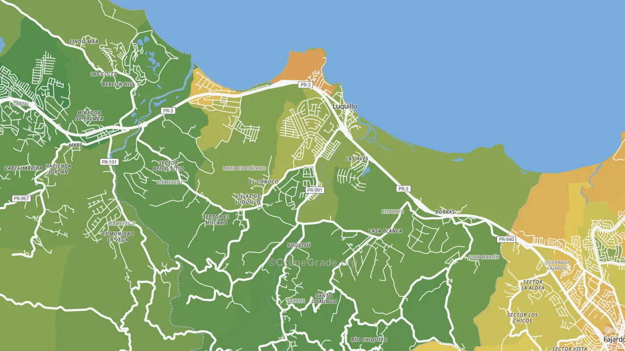 Luquillo Municipio, PR Map of Murder Rates