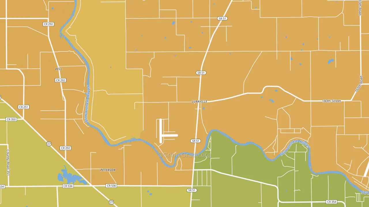 Luraville, FL Map of Murder Rates