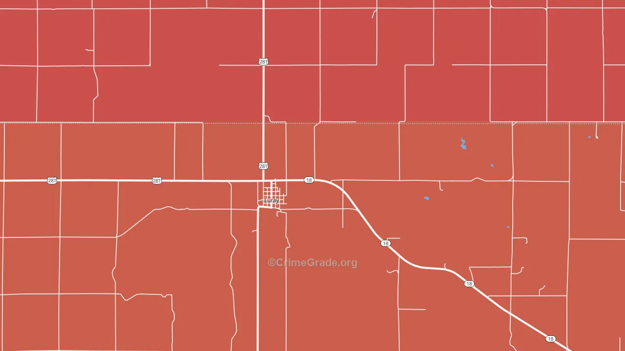Luray, KS Map of Murder Rates