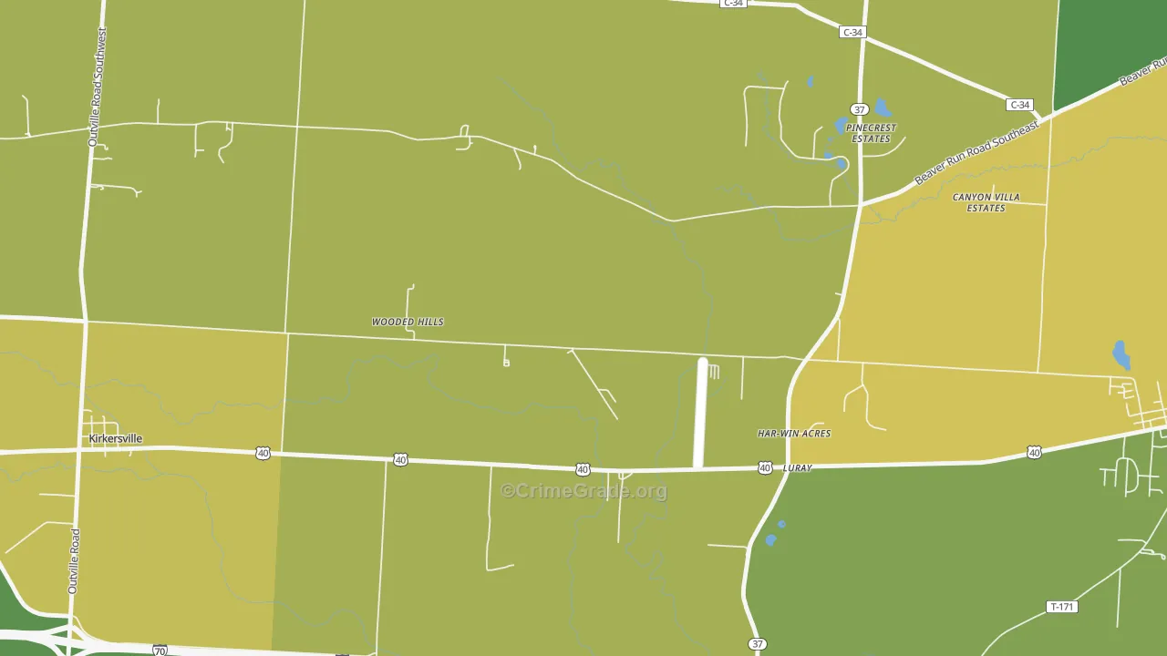 Luray, OH Map of Murder Rates