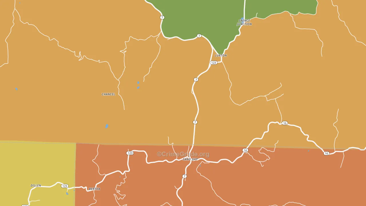 Lurton, AR Map of Murder Rates