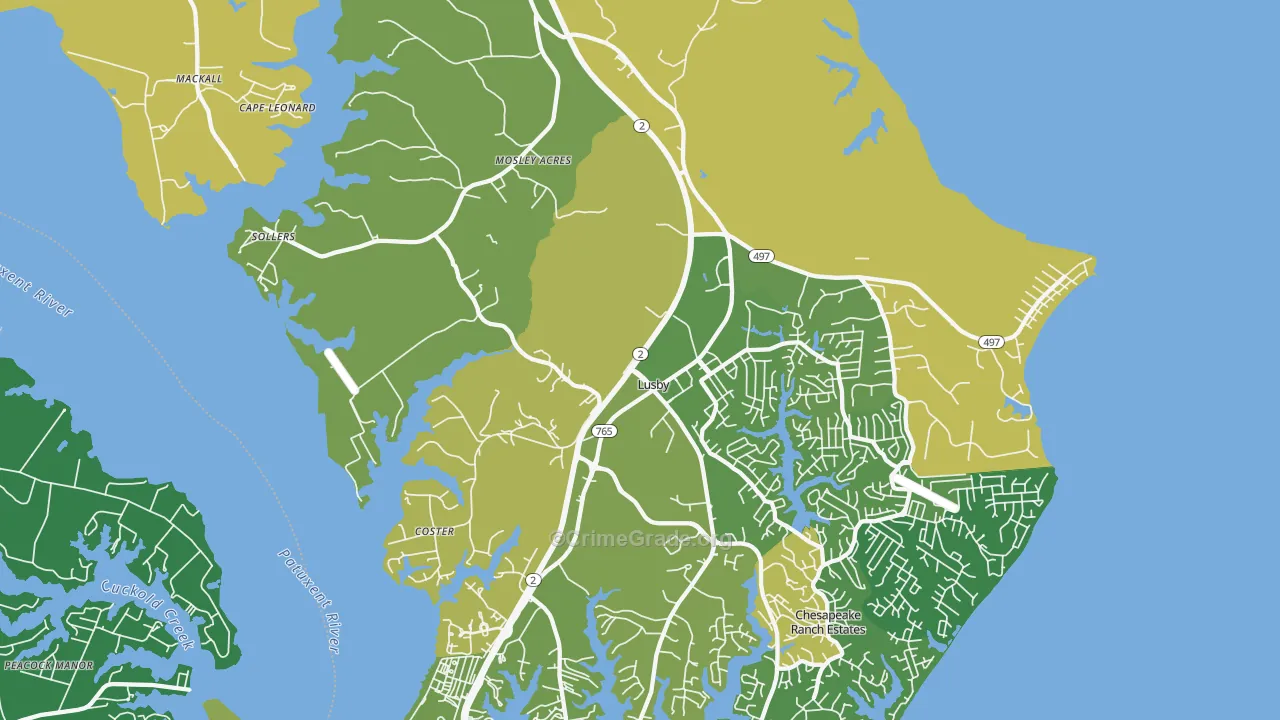 Lusby, MD Map of Murder Rates