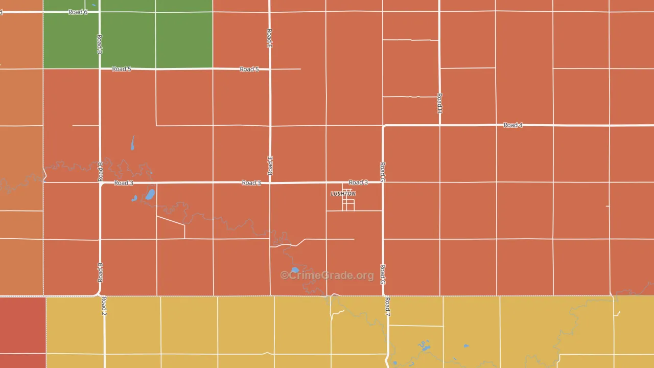 Lushton, NE Map of Murder Rates
