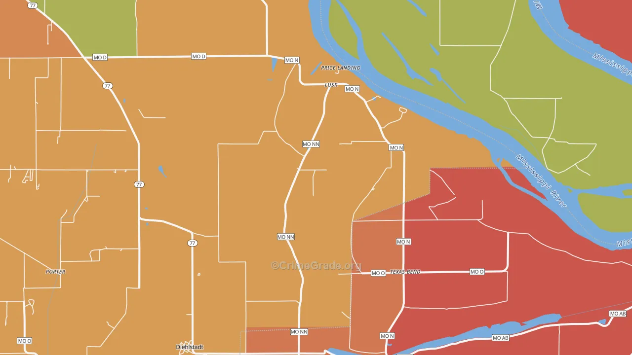 Lusk, MO Map of Murder Rates