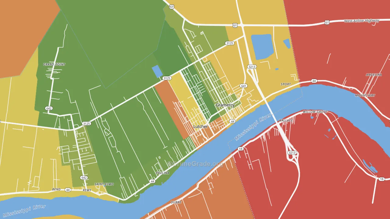 Lutcher, LA Map of Murder Rates