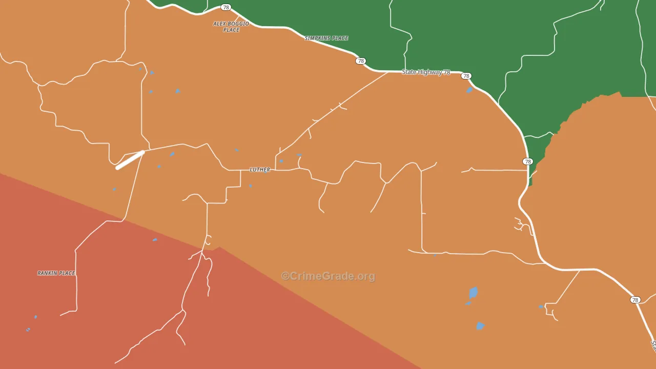 Luther, MT Map of Murder Rates
