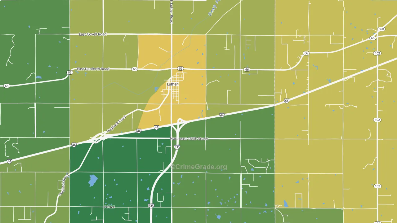 Luther, OK Map of Murder Rates