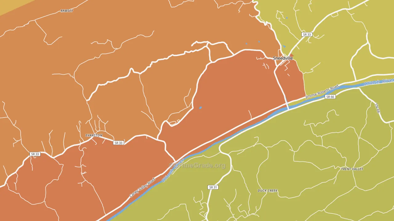 Luther, TN Map of Murder Rates