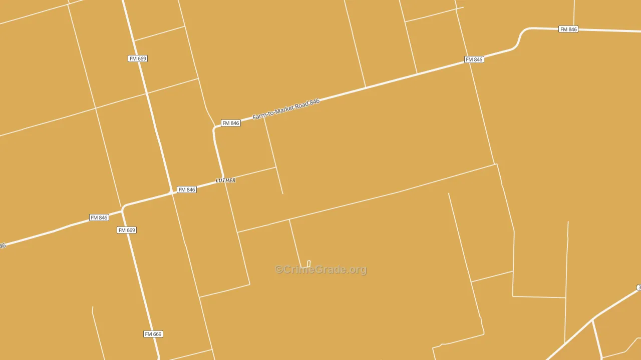 Luther, TX Map of Murder Rates