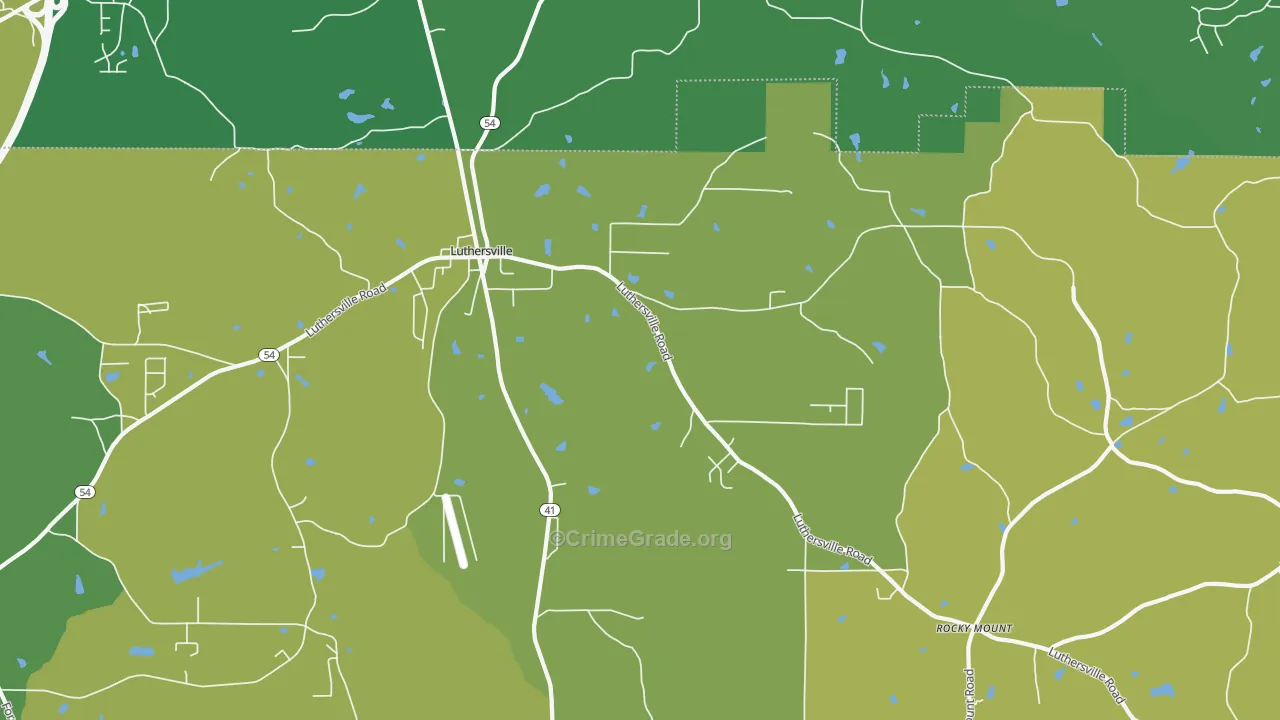 Luthersville, GA Map of Murder Rates