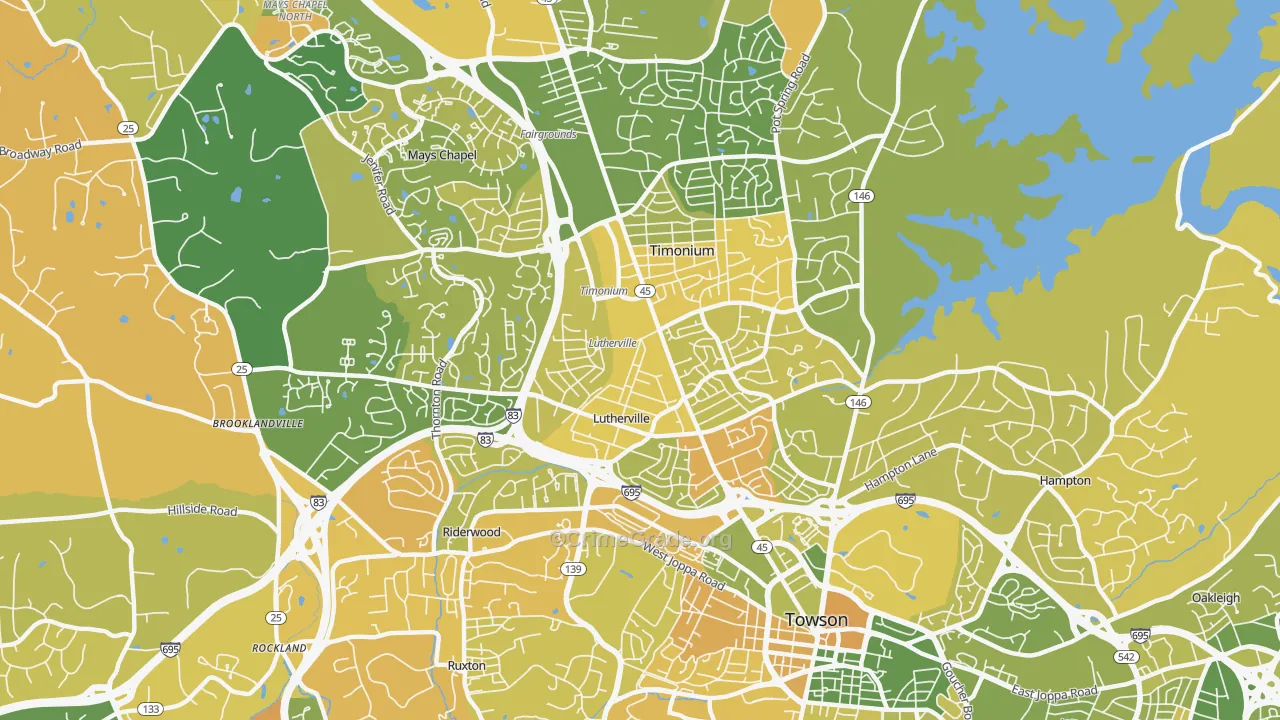 Lutherville, MD Map of Murder Rates
