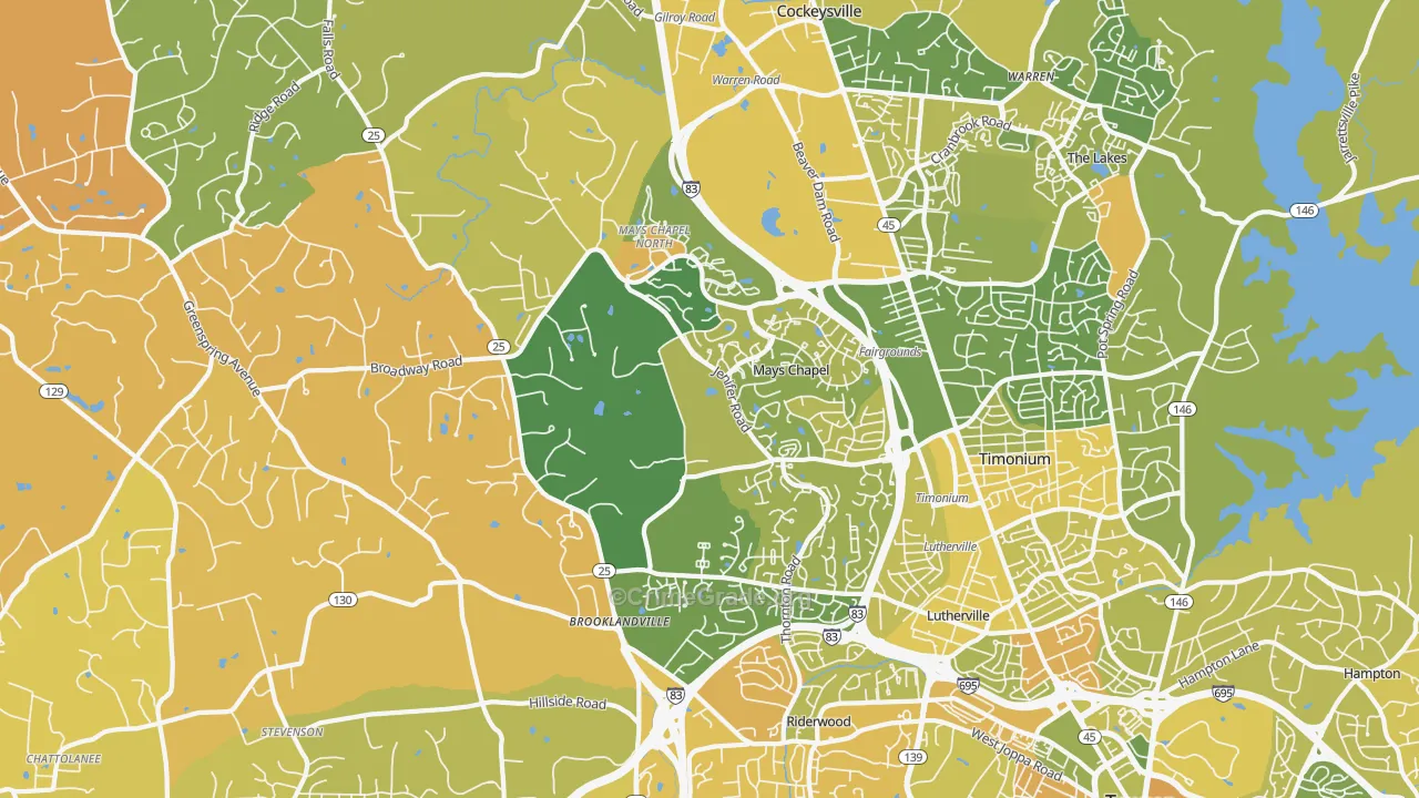 Lutherville-Timonium, MD Map of Murder Rates