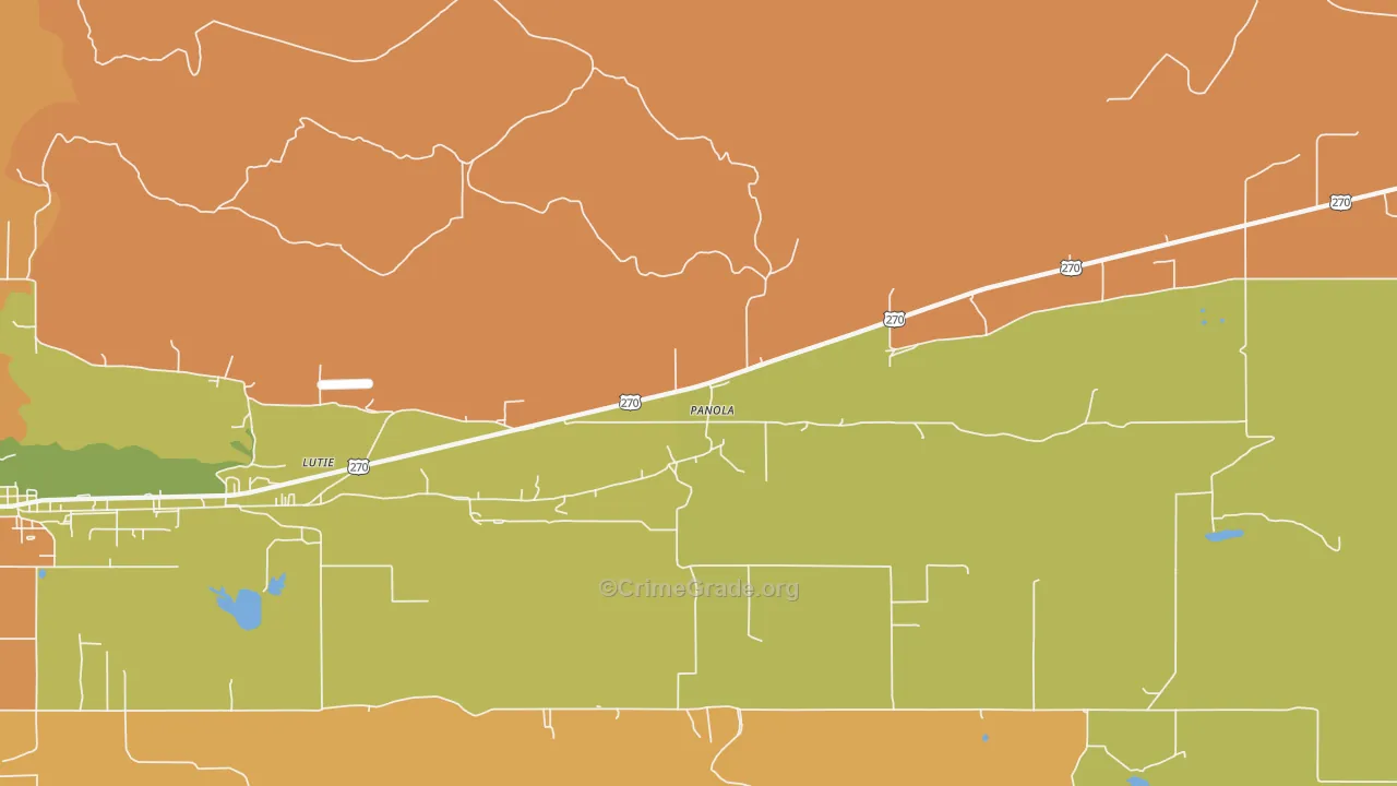 Lutie, OK Map of Murder Rates