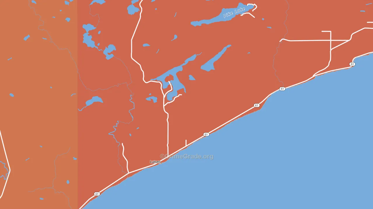 Lutsen, MN Map of Murder Rates