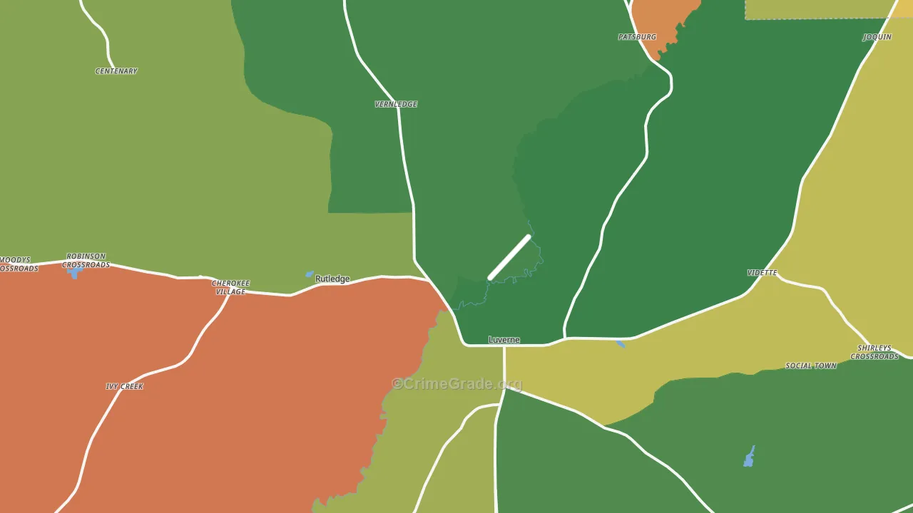 Luverne, AL Map of Murder Rates