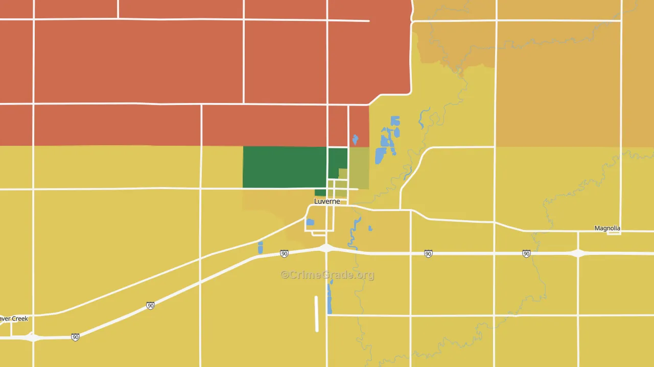 Luverne, MN Map of Murder Rates