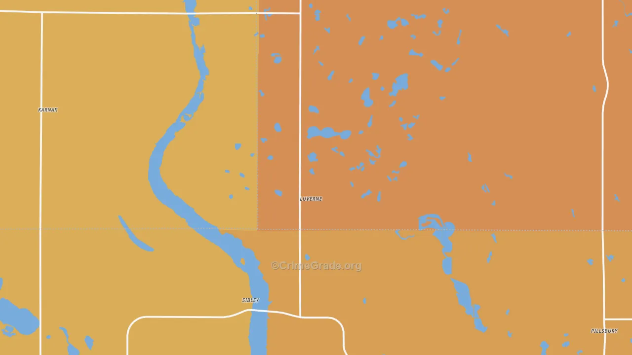 Luverne, ND Map of Murder Rates
